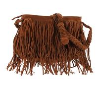 Uonlytech Bolso Bandolera Mujer Borlas de Piel Sintética Marrón Claro Diseño Trenzado Tamaño Mediano Estilo Boho para Uso Diario y Ocasión Casual