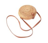 Uonlytech Bolso Mujer Rattan Redondo Mini Hecho Mano Casual Bandolera Cruzado para Verano Playa y Viaje Elegante