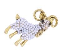 Uonlytech Broche De Oveja Perlas Blancas y Gemas De Imitación, Accesorio Para Mujer, Broche Estético Para Ropa y Bufanda, Pin Artesanal Pintado a Mano Para Bodas y Fiestas