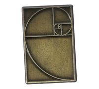 Uonlytech Broche Matemático Rectangular de Proporción Áurea Dorado, Pin de Solapa Gráfico Digital en Espiral, Accesorio Vintage Medieval para Profesores y Amantes Matemáticas, Joyería