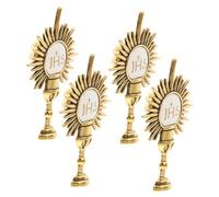 Uonlytech Broche Religioso de Metal para Comunión 4 Piezas, Pin de Solapa Cáliz Sagrado para Ropa y Mochila, Accesorio Católico Ligero para Decoración y Recuerdo de Comunión Inicial