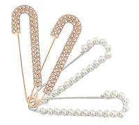 Uonlytech Broches de Seguridad para Mujer 4 Piezas Imperdibles Decorativos de Aleación Broches para Suéteres y Bufandas Diseño Perlas y Cristales Tamaños 70 CM y 75 CM Accesorios