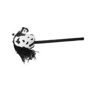 Uonlytech Caballo de Palo de Juguete, Mango de Madera Negro | Peluche Suave, Mejora Equilibrio y Motricidad, Accesorio Ligero para Juegos de Imitación y Escenario