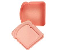 Uonlytech Caja en Almuerzos y Actividades al Aire Libre para Sándwich Reutilizable Rosa de Plástico Cierre Hermético, Diseño en Forma de Tostada para Almacenamiento de Alimentos