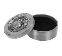 Uonlytech Caja Metálica Redonda para Guardar Recuerdos del Primer Corte de Pelo de Ñiño Diseño Oso en Color Antiguo Estaño Almacenamiento Práctico y Resistente para Cabello Fetal 1