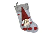 Uonlytech Calcetín Navideño de Muñeco Gris sin Rostro, Tela de Franela y Lana Artificial, Tamaño Mediano, Bolsa para Regalos y Colgante Decorativo para Árbol de Navidad, Suministros