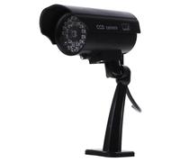 Uonlytech Cámara Falsa De Alta Simulación CCTV Exterior Sin Batería Disuade Delincuencia Soporte Ajustable Fácil Instalar Tornillos Luz Led Roja Día Noche Panel Solar Pilas AAA Pilas No