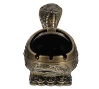 Uonlytech Cenicero Vintage de Metal con Tapa a Prueba de Viento, Diseño Serpiente, Color Bronce Antiguo, Tamaño Único, para Uso Exterior y Decoración del Hogar,