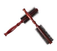 Uonlytech Cepillos Redondos para Cabello Rizado de Cerdas Naturales con Mango de Madera Ergonómico y Diseño Cómodo para Peinar y Secar el Cabello 2piezas