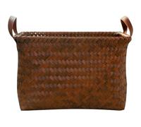 Uonlytech Cesta de Almacenamiento Tejida Asa de Piel Sintética, Tamaño Mediano 38x26x20 Cm, Organizador Versátil para Ropa Sucia, Juguetes y Artículos del Hogar, Adecuado para Lavandería