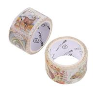 Uonlytech Cinta Washi Adhesiva Vintage para Manualidades 25mm X 5m, Pegatinas de Sellos Decorativas DIY para Álbumes, Cuadernos y Scrapbooking, Set de 2 Rollos para Decoración Creativa