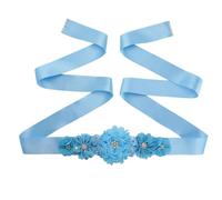 Uonlytech Cinturón de Flores Decorativo para Mujer 270 Cm Color Azul Claro, Accesorio para Fotografía y Maternidad, Pretina Ajustable para Vestido y Fiesta