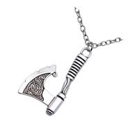 Uonlytech Collar Colgante Vikingo con Diseño de Vintage para Hombre y Mujer Cadena de Aleación con Acabado Plateado Resistente Amuleto Nórdico Símbolo de Fuerza y Protección Joyería Unisex