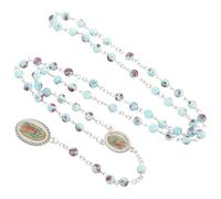 Uonlytech Collar de Cuentas de Rosario para Hombre en Color Verde, Nuestra Señora de Guadalupe, Diseño Religioso Compacto, Adecuado para Oración y Uso Diario, Collar Católico para Hombre