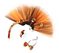 Uonlytech Conjunto de Disfraz Tigre para Halloween con Diadema Orejas Nariz Pajarita y Falda Tutu Naranja y Negra Accesorios para Fiesta y Cosplay Infantil y Adulto