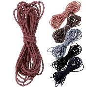 Uonlytech Cordón Elástico de Tela 6 Piezas 5 M Cada Uno Colores Surtidos Negro Azul Grisáceo Caqui Gris Rosa Polvo Púrpura Azul Marino para Pulseras Abalorios y Manualidades DIY