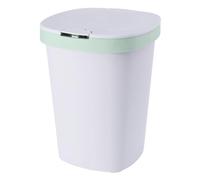 Uonlytech Cubo de Basura Cuadrado de Plástico Verde con Tapa Pulsador y Control de Olores para Cocina y Sala de Estar de Gran Capacidad