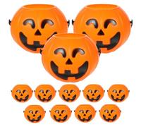 Uonlytech Cubo de Calabaza de Plástico Naranja para Fiesta de Halloween, Porta Dulces con Diseño Atractivo, Paquete de 18 Piezas para Ambiente y Dulces