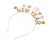 Uonlytech Diadema de Año 2026 Dorada Letras de Cristal Happy New Year, Accesorio para Fiesta y Celebración de Nochevieja, Banda Pelo Flexible y Cómoda para Mujer