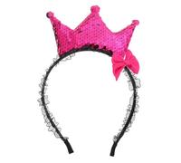 Uonlytech Diadema Estilo Reina para Mujer Color Rosa Fucsia con Lazo y Encaje, Accesorio Princesa para Boda, Dama de Honor y Ceremonia, Diadema Cómoda y Versátil para Cabello