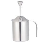 Uonlytech Espumador de Leche Manual de Acero Inoxidable 304 Jarra Doble Capa de 400 Cc Batidor de Leche para Café Espuma Densa Rápida Utensilio para Uso Doméstico y Cafeterías