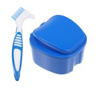 Uonlytech Estuche Cepillo de Limpieza Delicado Azul para Dentaduras Postizas y Diseño Tapa, Kit Portátil para Que Usan Prótesis Dentales