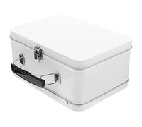Uonlytech Estuche de Hojalata con Cerradura Metálica Tamaño 205X150X100 MM Caja Organizadora de Escritorio Blanca para Almacenamiento de Joyas Monedas y Recuerdos Caja Portátil Vintage