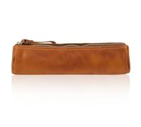 Uonlytech Estuche para Bolígrafos de Cuero Vintage Crazy Horse Marrón Amarillo, Práctico Estuche para Lápices y Accesorios de Papelería, Adecuado para Oficina, Escuela y Uso Diario