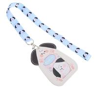 Uonlytech Estuche para Tarjetas con Cordón para Cuello, Protector de Tarjetas de Identificación, Diseño de Perro Caricatura, Material Pu, Estilo Adorable para Escuela y Trabajo