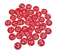 Uonlytech Etiquetas de Plástico Redondas Numeradas 1-50 Rojas Agujero, 50 Unidades para Identificación de Llaves, Organización de Oficina, Casilleros y Gestión de Objetos Personales