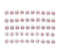 Uonlytech Etiquetas Numeradas Redondas de Plástico 1-50 Números Rojos sobre Fondo 50 Unidades para Organización en Restaurantes Baños y Guardarropas Etiquetas de Número de Llave