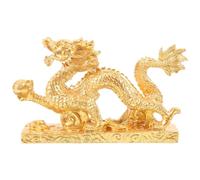 Uonlytech Figura de dragón dorado, signo del zodiaco, estatua de dragón chino, escultura, signo del zodiaco, figura decorativa, figura de animal, Feng Shui, fortuna, amuleto de la suerte, adorno de