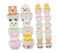 Uonlytech Figuras Miniatura Animales Luminosos para Niños, Set De 18 Piezas 6 Modelos, Resina Resistente, Led Brillante, Decoración Creativa para Escritorio y Manualidades