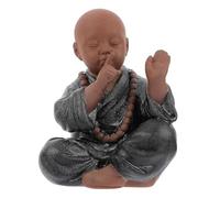 Uonlytech Figurita de Monje Pequeño de Cerámica Negra para Decoración Zen Mascota de Té para Bandeja y Mesa Adorno Artesanal sin Esmalte Tamaño Pequeño para Hogar y Oficina