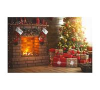 Uonlytech Fondo Fotográfico Navideño de Chimenea 90x150cm para Fiesta de Navidad, Tela Pictórica Ligera y Alta Resolución, Adecuado para Decoración y Fotos