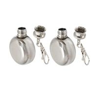 Uonlytech Frasco pequeño redondo de acero inoxidable 1 onza con llavero, 2 unidades para uso en exteriores y acampada