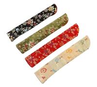 Uonlytech Funda para Abanico de Mano Plegable de Tela Japonesa Vintage, Juego 4 Unidades (rojo, Negro, Amarillo Claro, Verde Tinta), Bolsa Ligera y Compacta para Bodas y Fiestas, Accesorio
