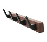 Uonlytech Ganchos de Pared de Madera de Nogal Negro 4 Colgadores, Diseño Moderno sin Necesidad de Taladro, Adecuado para Dormitorio y Vestidor