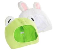 Uonlytech Gorros de Peluche Animales 2 Piezas - Sombrero de Rana y Conejo Suaves y Cómodos para Disfraz y Accesorio para Fotografía - Talla Única, Color Verde y, Adecuado para Juegos
