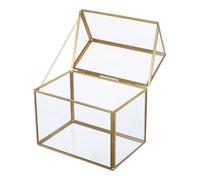 Uonlytech Invernadero de Cristal de Interior con Forma de Casa, Material Transparente de Vidrio y Metal, Caja de Terrario con Tapa para Exhibición de Plantas y Flores Preservadas en