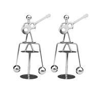 Uonlytech Juego de 2 Piezas de Juguete de Física de Metal Guitarra y Figura de Persona, Adorno Decorativo Práctico para Escritorio en Color Plata