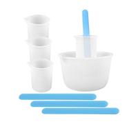 Uonlytech Juego de 9 Piezas de Vasos Medidores de Silicona para Resina Epoxi 4 Palitos Agitadores Azules 4 Vasos de 100 Ml Utensilios Reutilizables para Manualidades DIY