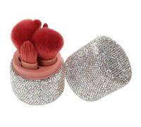Uonlytech Juego de Brochas de Maquillaje Portátil con 5 Piezas, Organizador de Maquillaje con Tapa y Cristales Decorativos, Adecuado para Viajes y Almacenamiento Seguro de Brochas