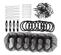 Uonlytech Juego de Redes Invisibles Negras para Moños con Malla Elástica Transpirable, 6 Unidades con Horquillas y Bandas Elásticas, Moldeador de Moños para Ballet y Cuidado del Cabello