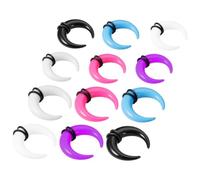 Uonlytech Kit de Dilatación de Orejas y Anillos para Piercing de Cartílago Nasal y Auricular 12 Piezas Acrílicas Colores Transparente y Morado Tamaños 2Mm y 3Mm Joyería Ligera