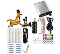 Uonlytech Kit de Máquina de Tatuar Rotativa Portátil, Motor de Tatuaje Giratorio Robusto de Acero Inoxidable Plateado, Kit Completo Fuente de Alimentación Ac220v, Suministros para