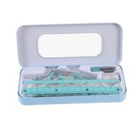 Uonlytech Kit de Reglas Multifuncionales para Dibujo Escolar Transportador y Compás Set Transparente Azul para Estudiantes y Oficina