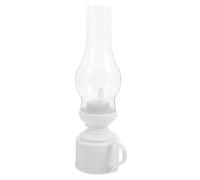 Uonlytech Lámpara LED de Queroseno Vintage Grande Lámpara Electrónica Decorativa para Mesa Color Blanco sin Batería Adecuado para Decoración Navideña y Ambiente Interior Acogedor