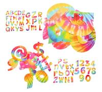 Uonlytech Letras Recortadas de Papel Estilo Boho para Tablón de Anuncios 72 Piezas en Colores Tie-Dye Tamaño Grande para Decoración de Aula Fiesta y Oficina