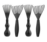 Uonlytech Limpiador de Peines para Cabello Reutilizable, 4 Piezas (2 Mango Recto 2 Mango Redondo), Plástico Negro, Herramienta Portátil para Eliminar Restos de Pelo en Hogar y Viajes